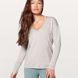 Lululemon Athletica Light Gray V-Neck Sweatshirt